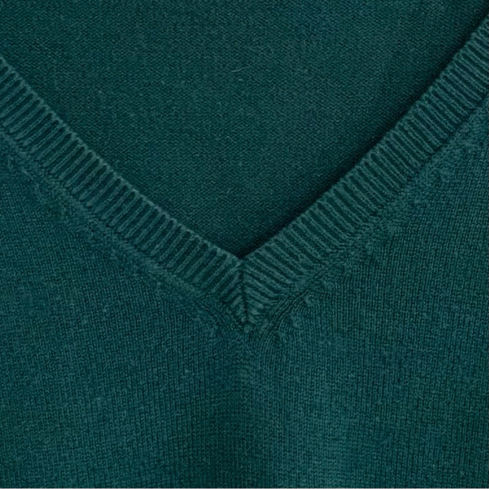 Forever 21 Hunter Green V-Neck Sweater Classic Fall Preppy Dark Academia Y2K S - Picture 2 of 3
